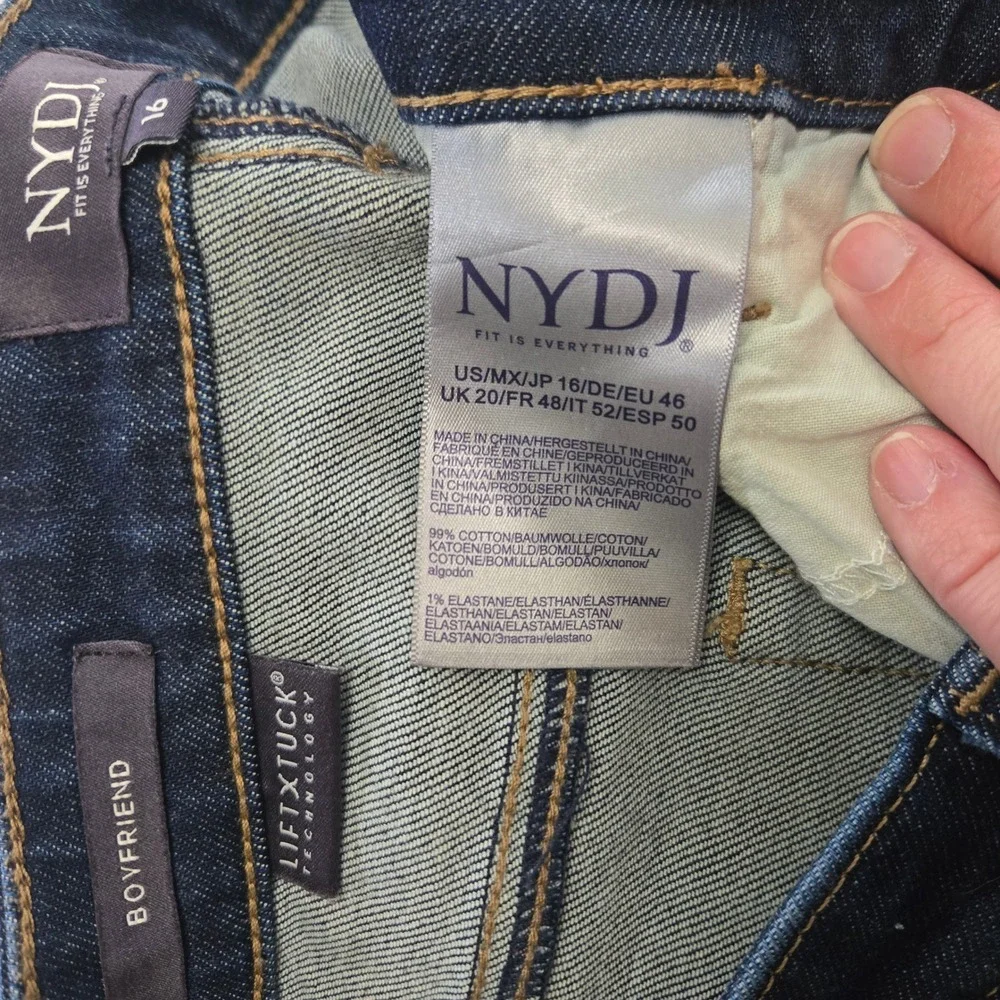 NYDJ Boyfriend Jeans Dark Wash Lift Tuck Technology Denim Size 16 Womens